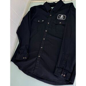 Arborwear Pirate Patch Shirt Mens 3XL Organic Cotton Button Up Long Sleeve Black
